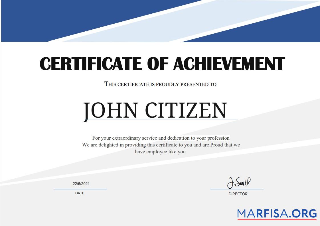 Blank USA Employee Thank You Achievement cert template